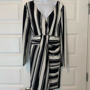 Black and white striped midi dress